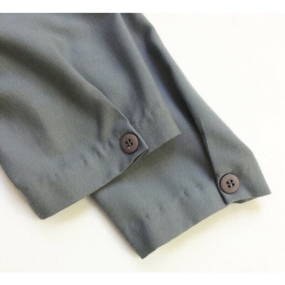 Vintage Traditional Worker Dress Womens 12 Gray Collared Elastic Waist USA Made - Picture 7 of 11